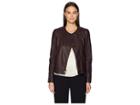Vince Leather Cross Front Jacket (black Cherry) Women's Coat