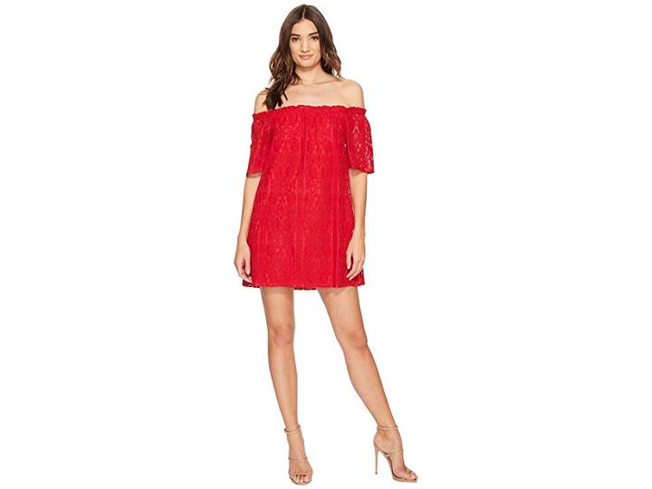 Bb Dakota Erica Lace Off The Shoulder Dress (red) Women's Dress