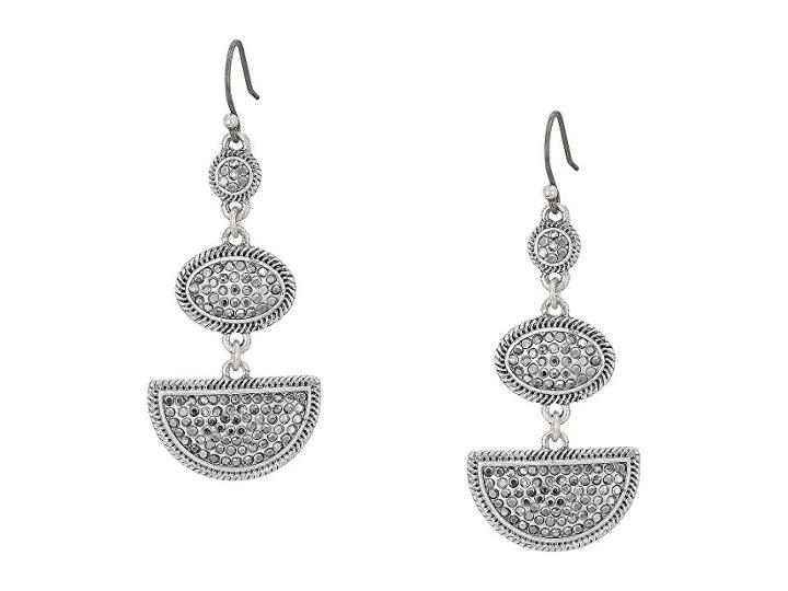 Lucky Brand Pave Drop Earrings (silver 2) Earring