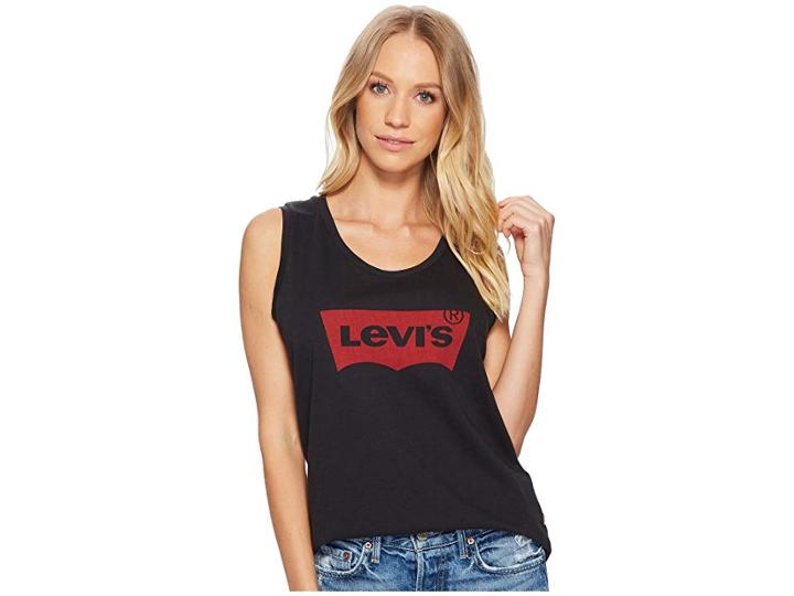 Levi's(r) Womens The Muscle Tank Top (batwing Tank Caviar) Women's Sleeveless