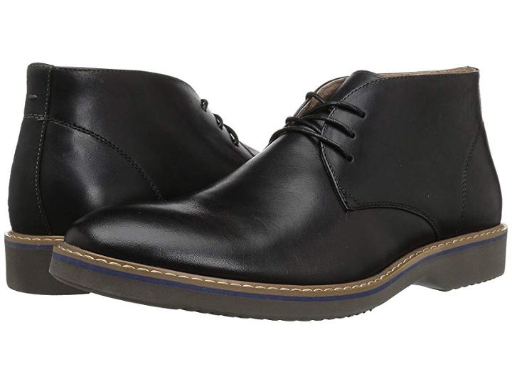 Florsheim Union Plain Toe Chukka Boot (black Leather/crazy Horse/grey Sole) Men's Lace-up Boots