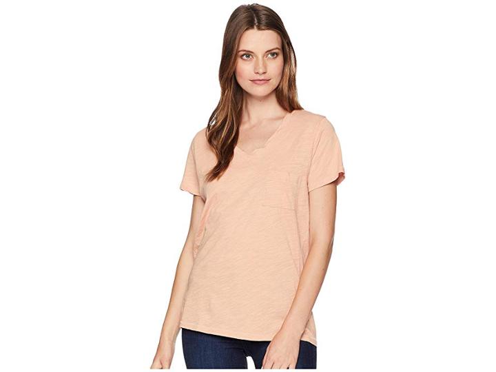 Pendleton V-neck Pocket Cotton Tee (cafe Creme) Women's T Shirt