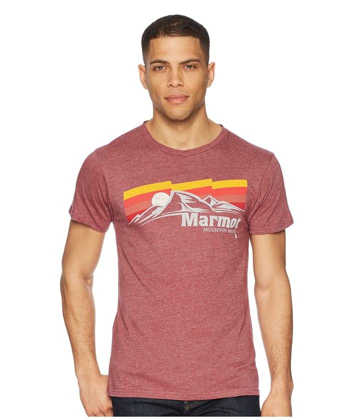 Marmot Short Sleeve Sunsetter Tee (burgundy Heather) Men's T Shirt