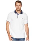 U.s. Polo Assn. Short Sleeve Classic Fit Solid Pique Polo Shirt (white/classic Navy) Men's Clothing