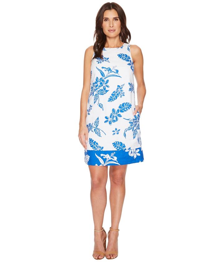 Tommy Bahama Hibiscus Hiatus Short Dress (white/cobalt Sea) Women's Dress