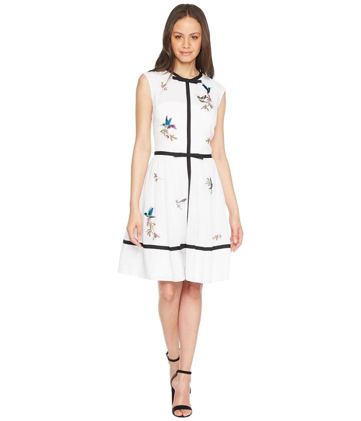 Ted Baker Iina Bow Detail Embroidered Dress (white) Women's Dress