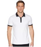 Calvin Klein Short Sleeve Front Panel Jacquard Solid Tipped Polo (standard White) Men's Clothing