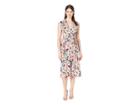 London Times Surplus Midi Dress W/ Self Sash (pink Multi) Women's Dress
