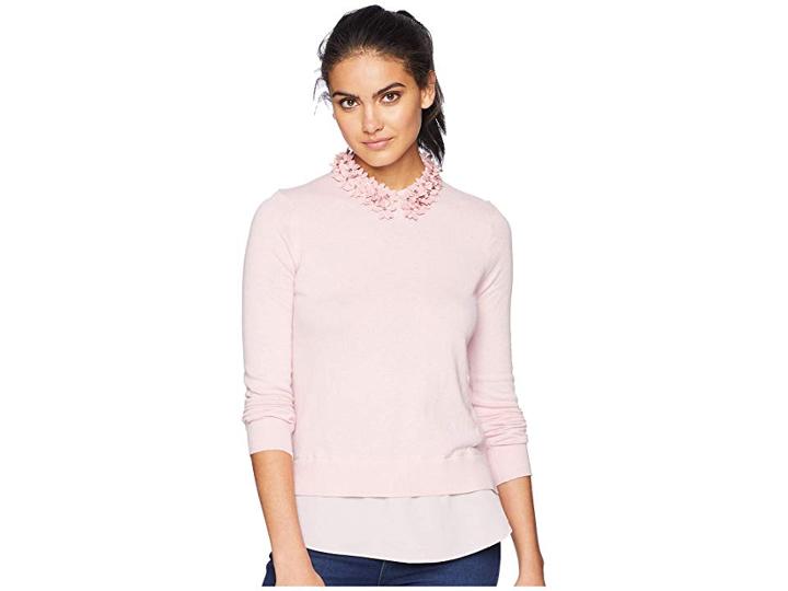 Ted Baker Nansea Floral Collar Mockable Jumper (pink) Women's Sweater