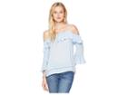 Cece Off The Shoulder Ruffled Blouse With Trim (bluebird) Women's Blouse