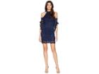 Laundry By Shelli Segal Mock Neck Cold Shoulder Lace Dress With Flutter (midnight) Women's Dress