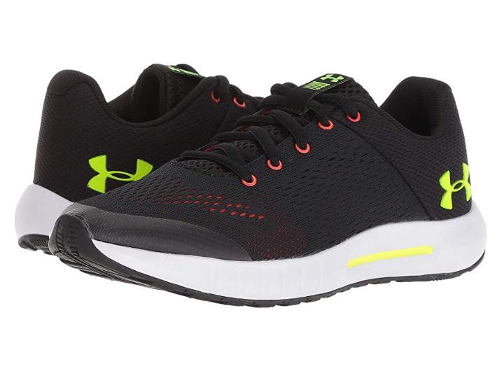 Under Armour Kids Ua Bgs Pursuit (big Kid) (black/white/high-vis Yellow) Boys Shoes