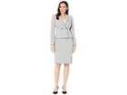 Tahari By Asl Crepe Skirt Suit With Flat Pocket (silver/grey) Women's Suits Sets