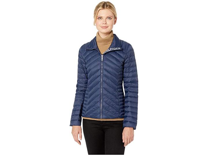 Tommy Hilfiger Packable Zip Front Down (navy) Women's Coat