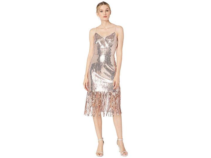 Laundry By Shelli Segal Metallic Cocktail Dress (rose Gold) Women's Dress