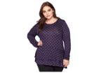 Michael Michael Kors Plus Size Scattered Foulrad Double Hem Top (black/dark Orchid) Women's Clothing