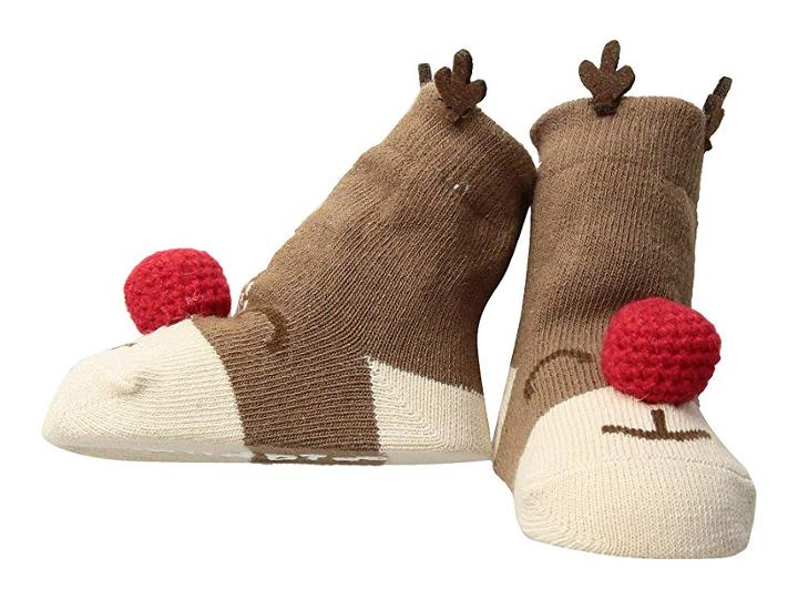 Mud Pie Reindeer Rattle Toe Socks (infant) (red) Kids Shoes