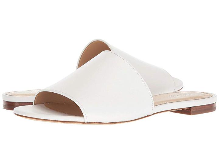 Michael Michael Kors Shelly Slide (optic White Vachetta/stacked Heel) Women's Sandals
