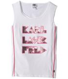 Karl Lagerfeld Kids Tank Top W/ Contrast Piping Sequin Graphics (big Kids) (white) Girl's Sleeveless