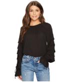 1.state Long Sleeve Tiered Sleeve Blouse With Ties (rich Black) Women's Blouse