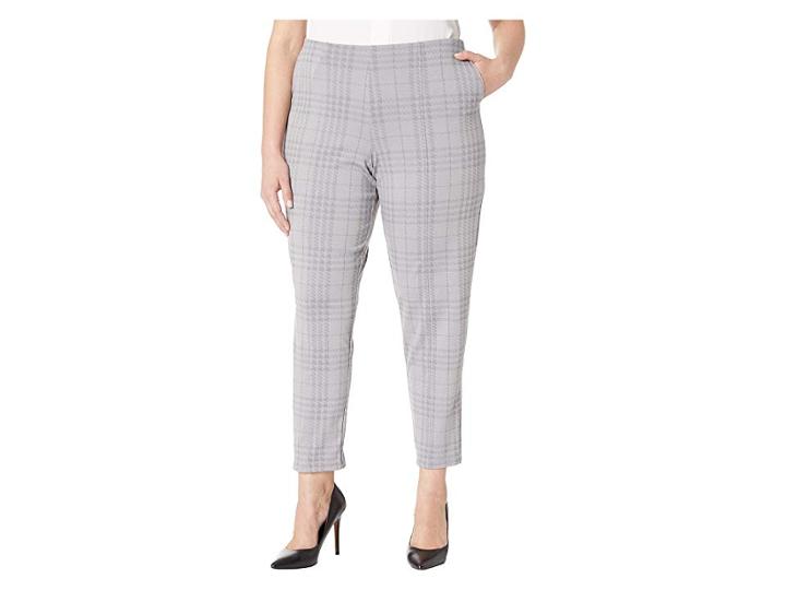 Hue Plus Size Seamed Luxe Ponte Skimmer Leggings (grey/printed Plaid) Women's Casual Pants