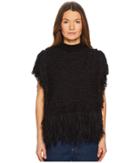Sonia Rykiel Mini Poncho W/ Cotton Fur (black) Women's Clothing