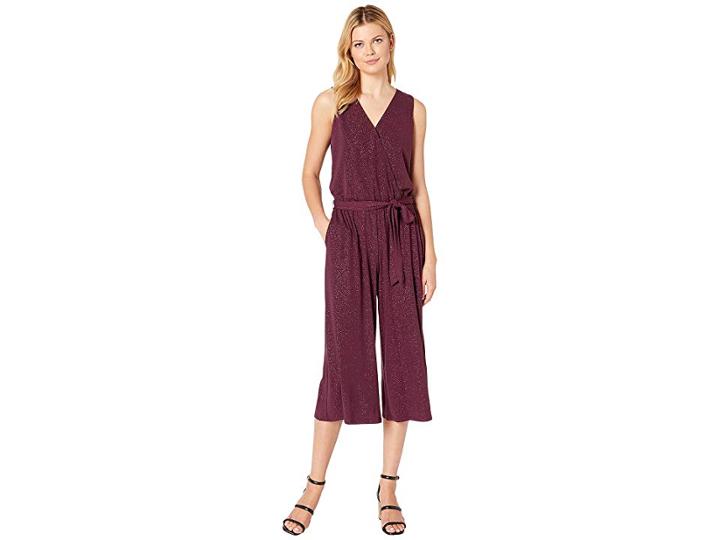 Michael Michael Kors Wrap Crop Jumpsuit (cordovan) Women's Jumpsuit & Rompers One Piece