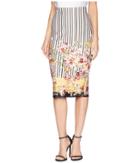 Eci Print Pinstripe Floral Skirt (blush) Women's Skirt