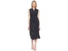 Vince Stripe Draped Cross Front Dress (coastal) Women's Dress