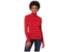 Lauren Ralph Lauren Striped Turtleneck Sweater (lacquer Red/polo Black) Women's Sweater