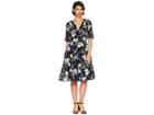 Unique Vintage 3/4 Sleeve Delores Swing Dress (black/white Floral) Women's Dress