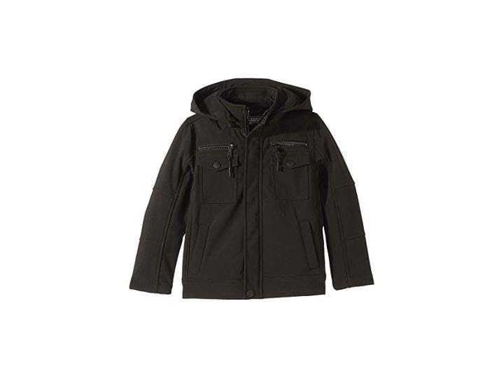 Urban Republic Kids Karl Softshell Officers Jacket W/ Zip Off Hood (little Kids/big Kids) (black) Boy's Coat
