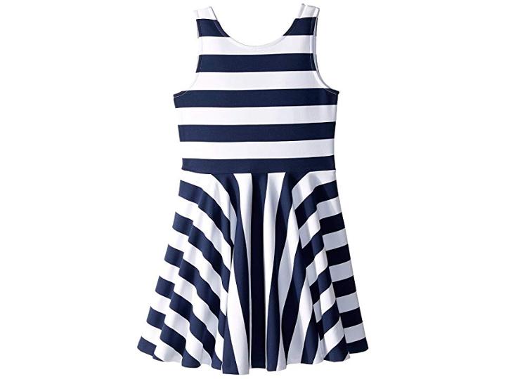 Polo Ralph Lauren Kids Striped Ponte Sleeveless Dress (little Kids/big Kids) (newport Navy/white) Girl's Clothing
