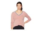 Dylan By True Grit Bowery Burnout Long Sleeve V-neck With Contrast Trim (vintage Papaya) Women's Clothing
