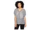Vince Camuto Drop Shoulder Island Pinstripe Cinch Waist Blouse (rich Black) Women's Blouse