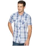 Rock And Roll Cowboy Short Sleeve Snap Plaid B1s6023 (blue) Men's Clothing