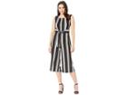 Taylor Vertical Striped Cropped D-ring Jumpsuit (black/ivory) Women's Jumpsuit & Rompers One Piece