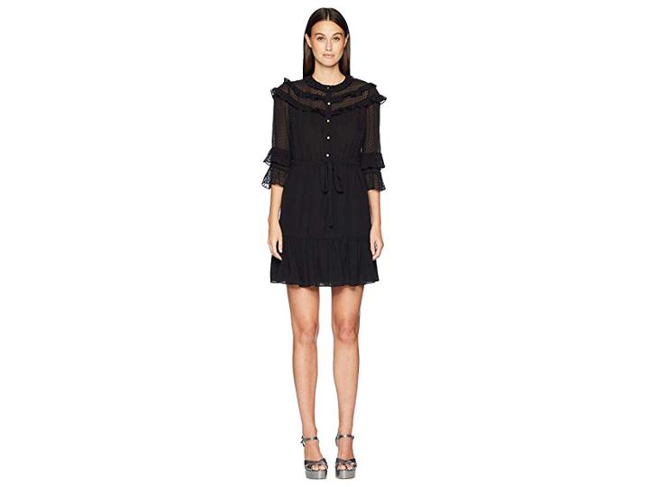 Rebecca Taylor Long Sleeve Georgette Clip Dress (black) Women's Dress