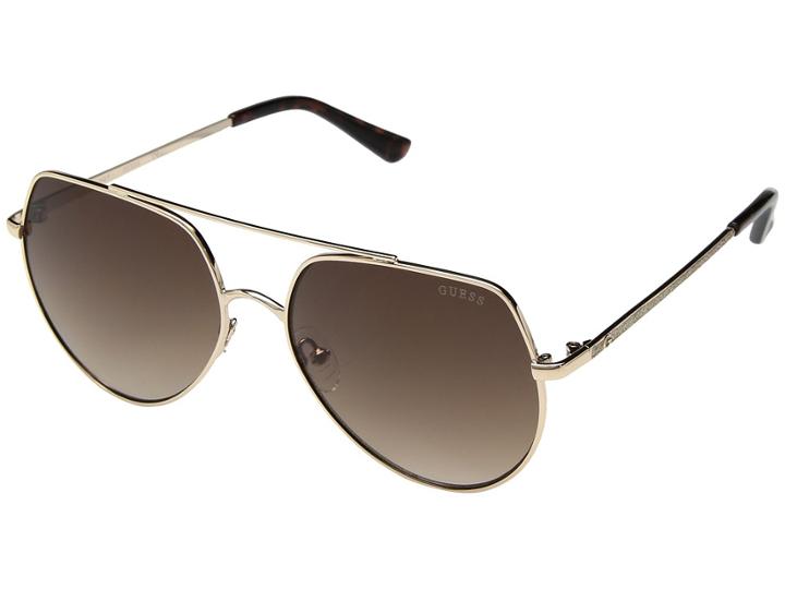 Guess Gf6057 (shiny Gold/brown Gradient Lens) Fashion Sunglasses