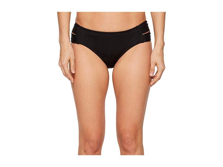 Athena Fine Line Double Side Tab Hipster Bikini Bottom (black) Women's Swimwear