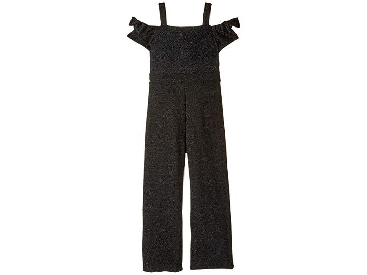 Us Angels Off The Shoulder Tank All Over Glitter Jumpsuit (big Kids) (black) Girl's Jumpsuit & Rompers One Piece