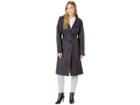 Via Spiga Long Hooded Belted Trench Coat With Faux Leather Detail (navy) Women's Coat