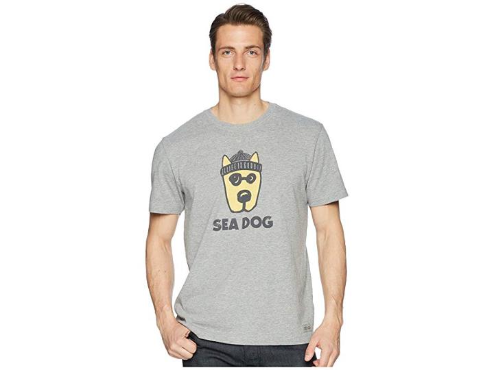Life Is Good Rocket Sea Dog Crusher Tee (heather Gray) Men's T Shirt