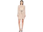 Ml Monique Lhuillier Long Sleeve Tie Waist Lace Dress (blush Pink) Women's Dress