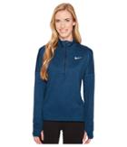 Nike Dry Element 1/2 Zip Running Top (obsidian/blue Force/heather) Women's Long Sleeve Pullover