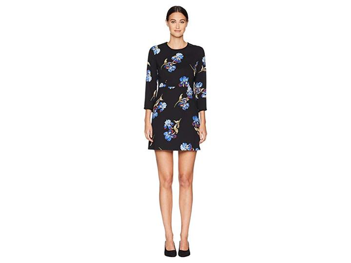 Sportmax Pentola Floral Long Sleeve Dress (black) Women's Dress