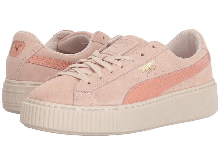 Puma Kids Suede Platform Snk (big Kid) (pearl/peach Beige) Girls Shoes