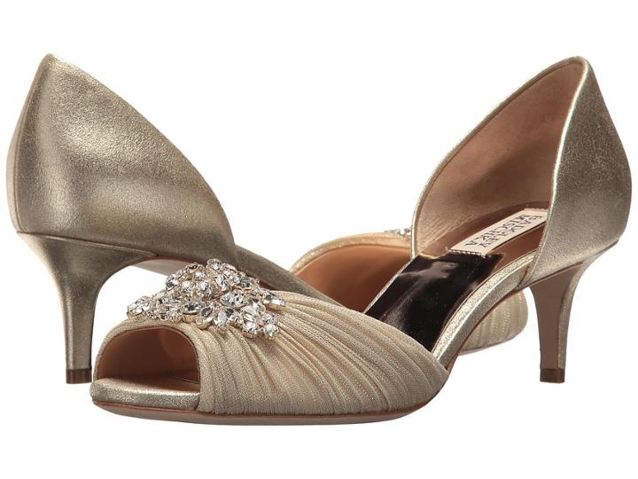 Badgley Mischka Sabine Ii (platino Metallic Kid Suede/chiffon) Women's 1-2 Inch Heel Shoes
