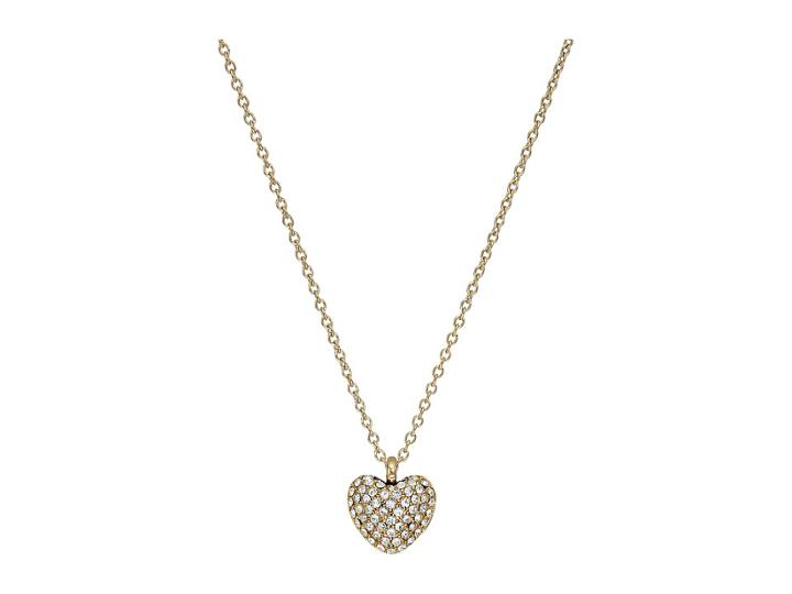 Michael Kors Pave Carved Heart Pendant Necklace (gold) Necklace