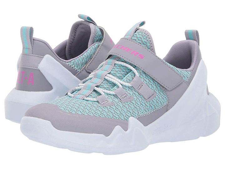 Skechers Kids Dlt-a 80643l (little Kid/big Kid) (gray/mint) Girl's Shoes